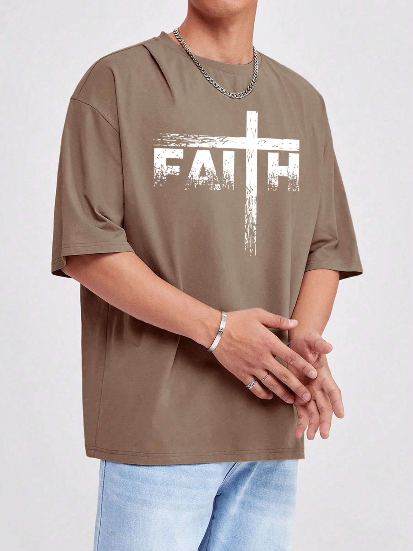 Men's Letter Print Round Neck Tee, Regular Fit Casual Short Sleeve Crew Neck T-shirt for Summer, Fashion Men's Top for Daily Wear, Athletic T Shirt