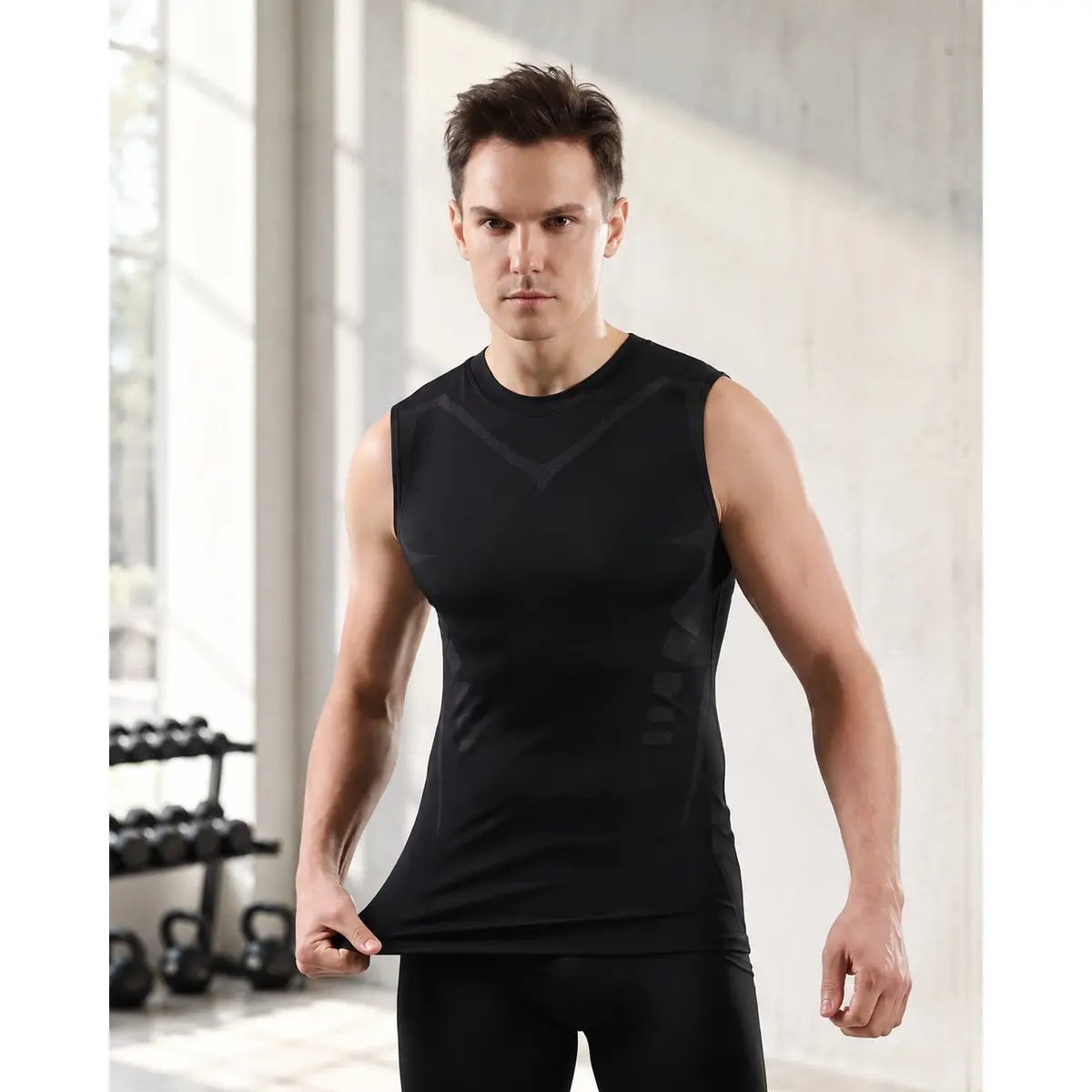 3pcs Men'S Athletic Compression Tank Tops, Sleeveless Shirts for Basketball, American-Style Training Vests Designed for Moisture-Wicking And Quick-Drying, Ideal for Sports And Outdoor Activities