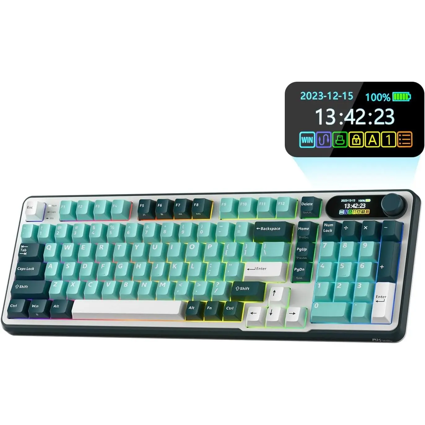 S98  Mechanical Keyboard w/ Display & Knob | 96% Top Mount RGB Gaming Keyboard BT/2.4G/USB-C, Hot Swappable, Cushioned 5-Layer Noise Dampening, Massive , 98