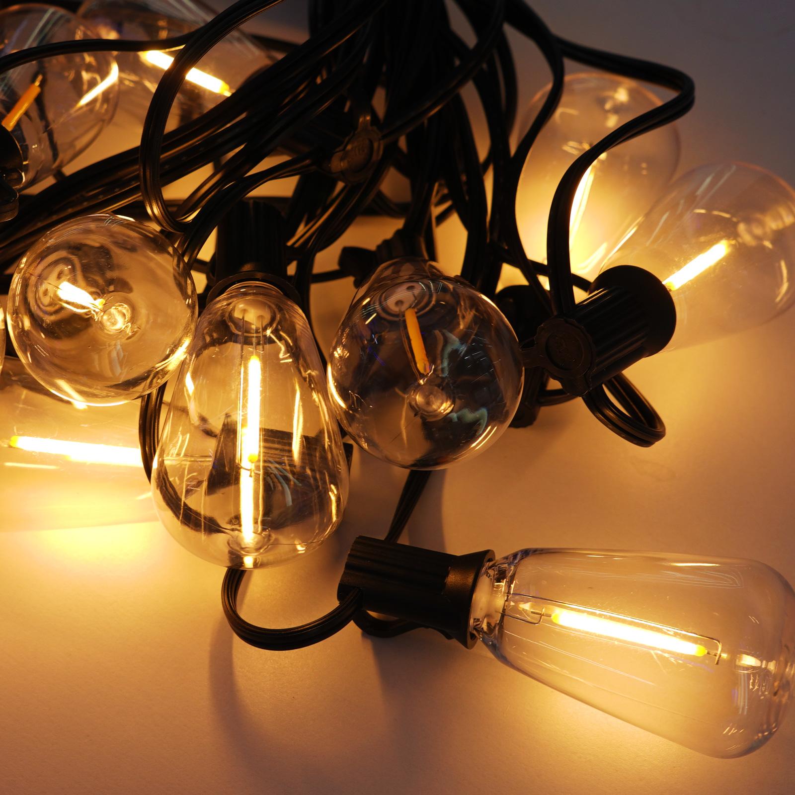 Daybetter Outdoor String Lights, Waterproof Patio Lights Outside with Shatterproof Dimmable ST38 Edison Bulbs, 2700K Connectable String Lights for Porch Bistro Yard Deck Balcony, Halloween, Christmas