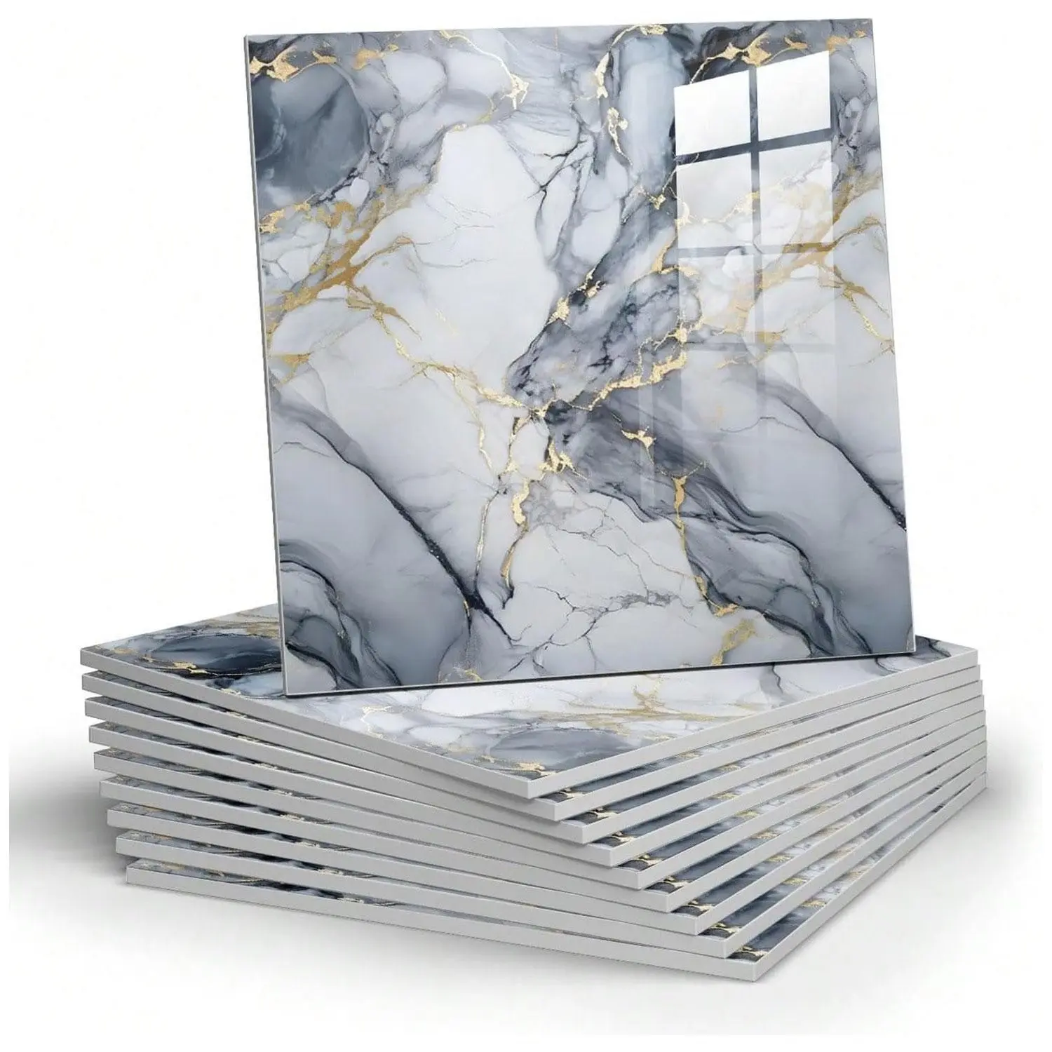 The latest thick and waterproof marble-pattern wall sticker, a 20-piece self-adhesive wall panel set for bathrooms, and a 11.8-inch kitchen universal anti-stick imitation ceramic tile sticker, Marble Pattern Stickers, Bathroom Decoration