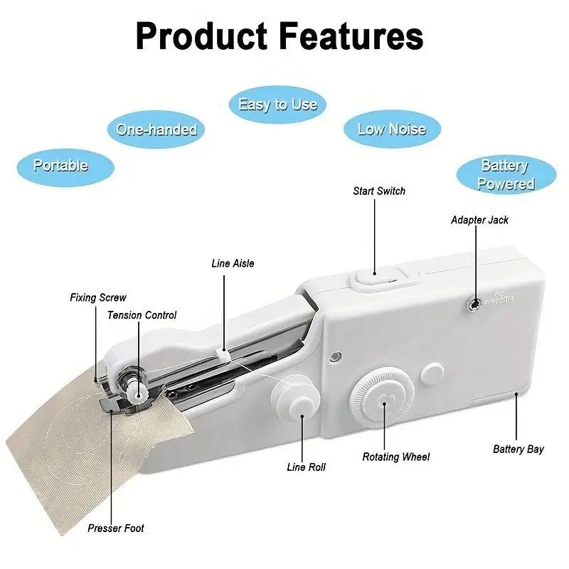 Portable Cordless Mini Sewing Machine with Accessory Kit Easy-to-Use Lightweight Handheld Design for Beginners Ideal for Quick Repairs