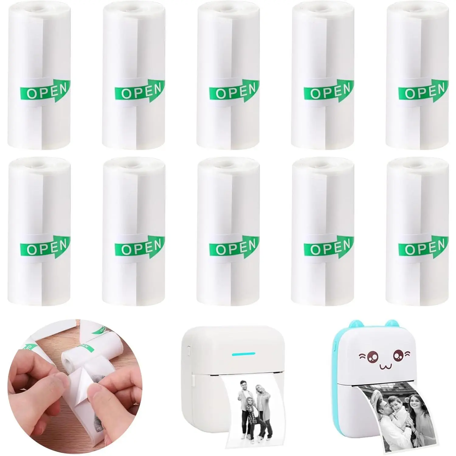 10 Rolls Mini Thermal Printer Sticker Paper 57 x 25mm Self-Adhesive for Mini Printer Sticker Maker  Camera