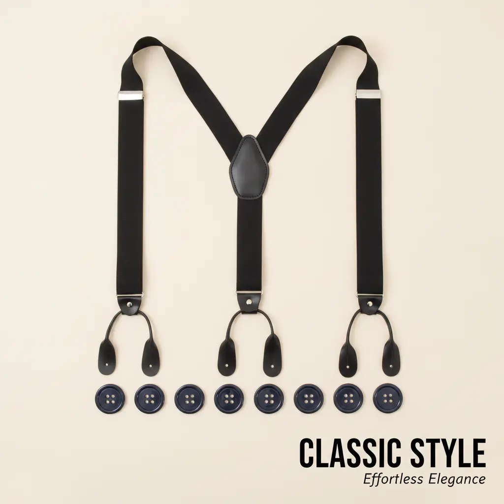 Men's Button Suspenders, Adjustable Heavy Duty Y-Back Elastic Braces with Leather Button Ends, Stylish Suspenders Gift for Dad, Husband and Men