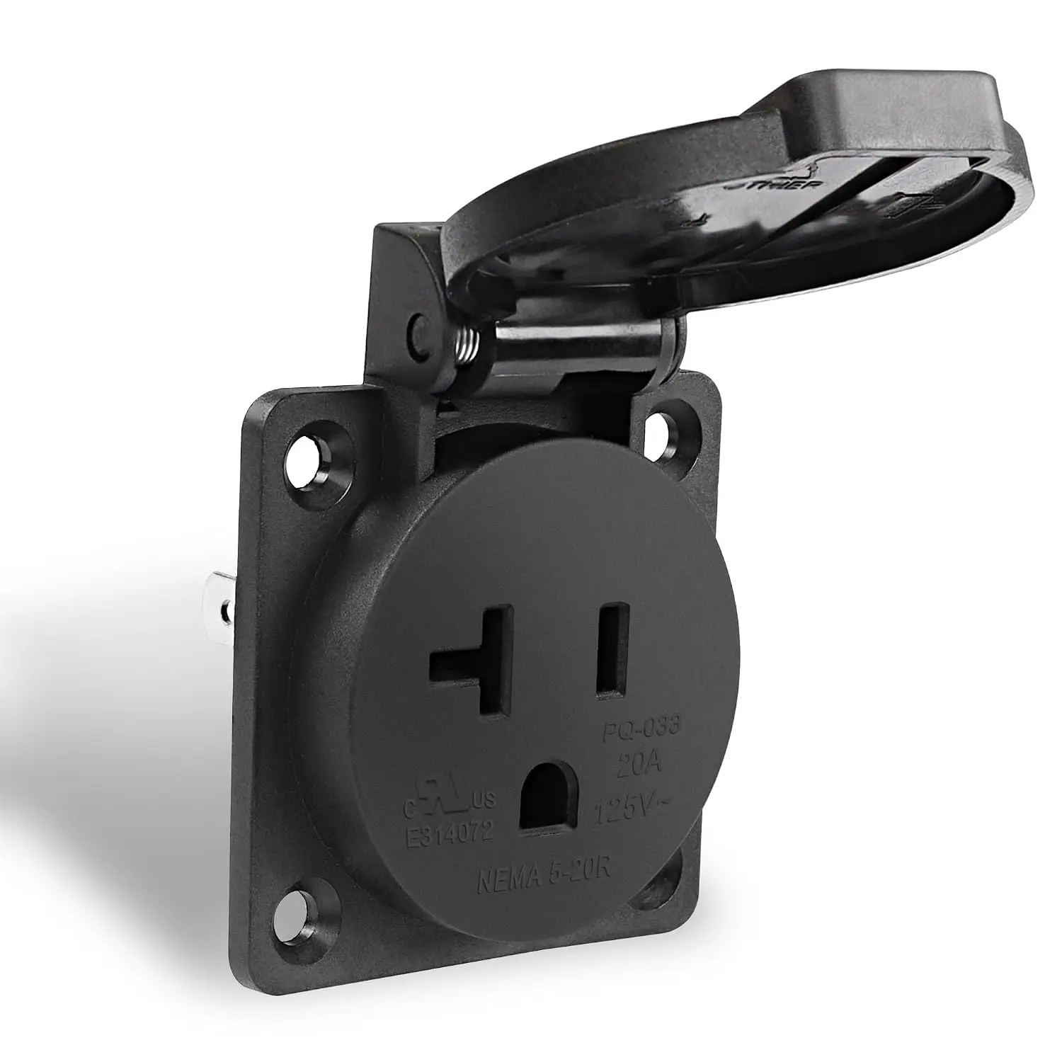 20 Amp NEMA 5-20R Outlet AC Flanged 125  ,2 Pole 3 Wire with Weatherproof Cover Power Outlet Outdoor Household Receptacle Socket