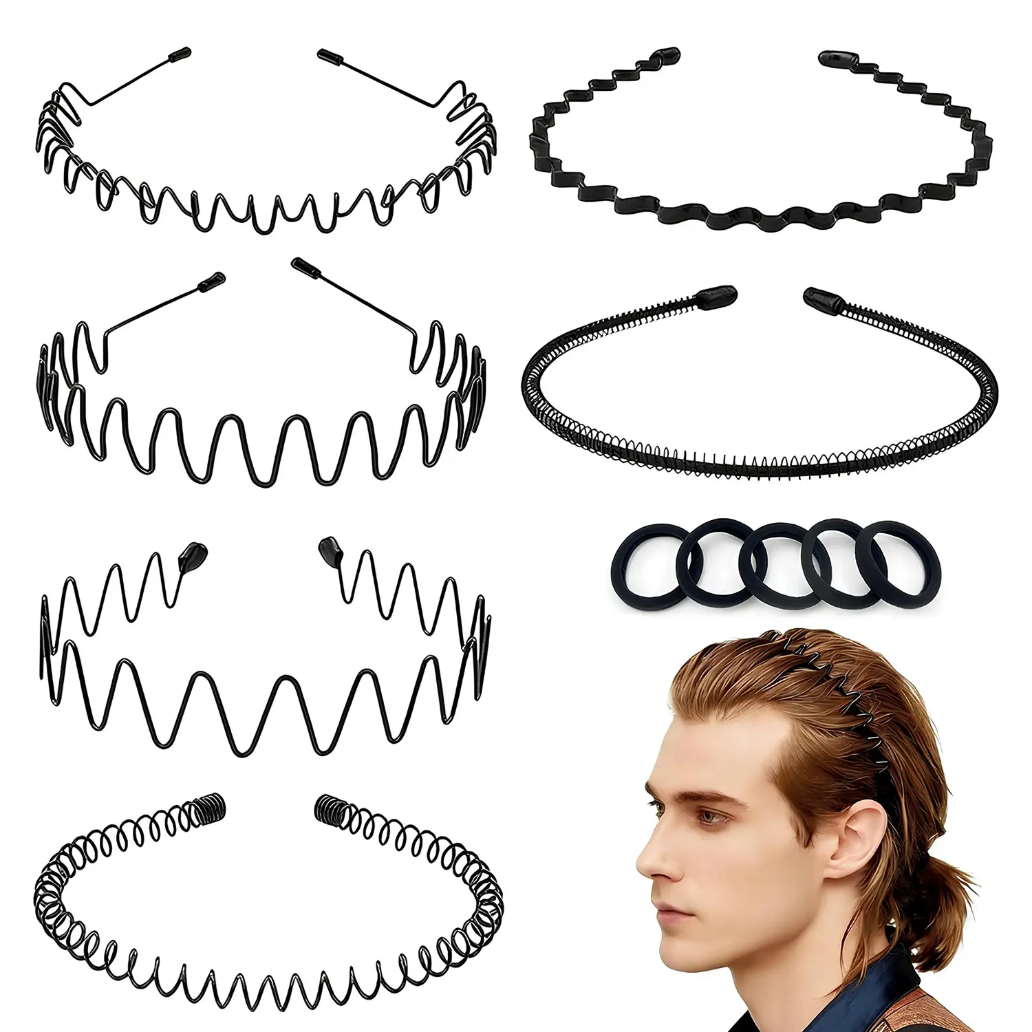 11pcs Metal Headbands for Men and Women,Wavy Adjustable Wire Hair Bands,Unisex Non-Slip Elastic Headband for Workout,Face Washing,Curly Hair & Daily Use# summerwins