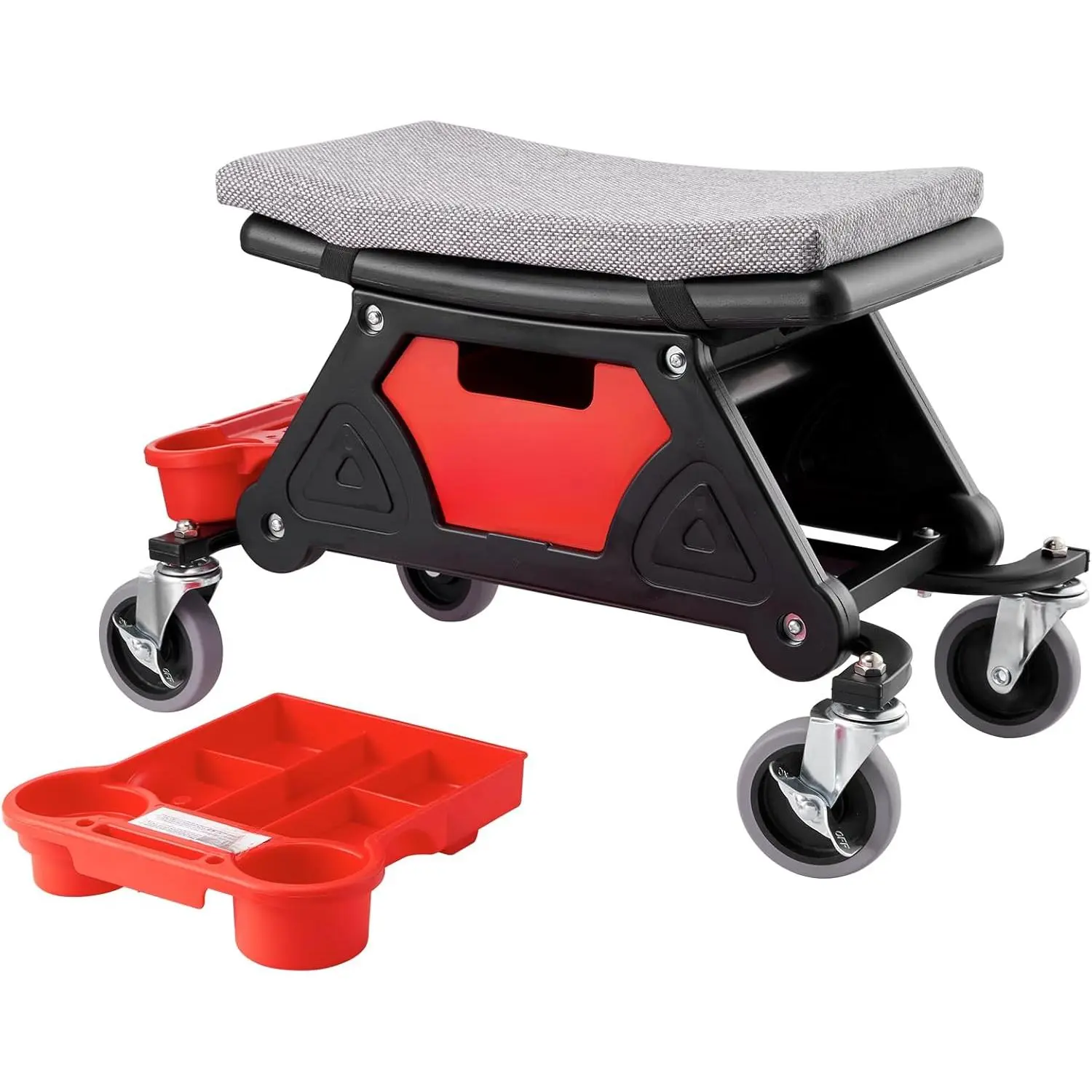 Mechanic Stool 300 LBS Capacity Garage Stool Gift for Men, Heavy Duty Rolling Mechanics Seat, with Three Slide Out Tool Trays and Drawer, Tools for Automotive Auto Repair