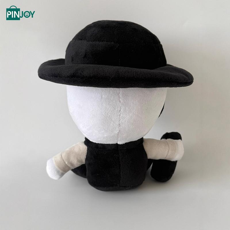 Black and White Masked Character Stuffed Doll, Video Game Inspired Collectible Desk Decor for Fans, Boys & Girls