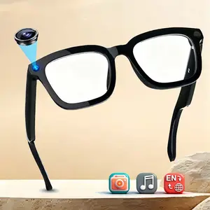 Smart BT Glasses With Take Photo Wearable Glasses Multifunctional Wireless Audio Glasses With Headphone Outdoor Sports Camera Sunglasses With Intelligent Voice Assistant AI Smart Glasses With Camera Anti-blue Light Protection Eyeglass
