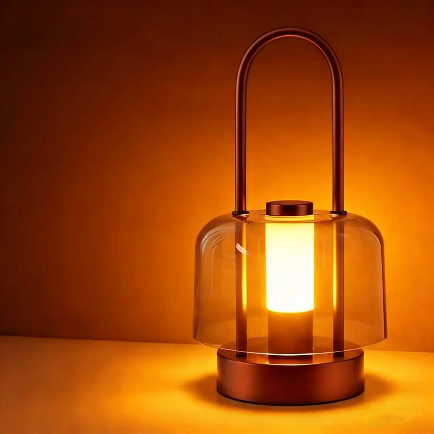 Vintage Handheld Ambiance Light, Adjustable Brightness Desk Lamp, Touch Control Three Color Temperatures, Rechargeable Bedroom Bedside Lamp