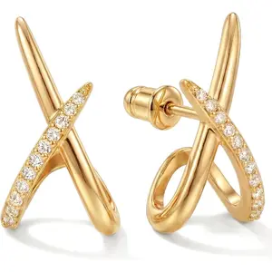 Gold Earrings for Women Trendy,14K Gold Stud Earrings Dainty Earrings Simple Minimalist Cubic Zirconia Diamond Gold Earrings Hypoallergenic Earring for Women Gifts