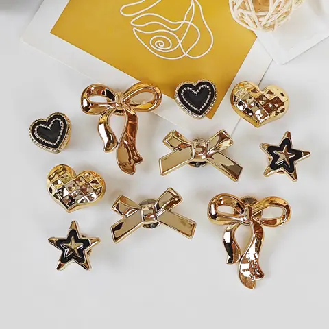 10pcs DIY Shoe Decorations, Bow, Heart, Star Charms, Lightweight Non-Metal, Y2K Fashion, Unisex, Eva Sandals, Flip Flops, Holiday Gift, Shoe Charm Set