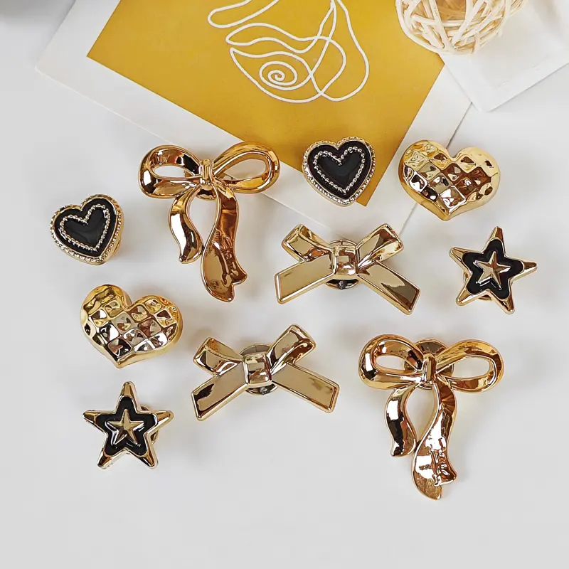 10pcs DIY Shoe Decorations, Bow, Heart, Star Charms, Lightweight Non-Metal, Y2K Fashion, Unisex, Eva Sandals, Flip Flops, Holiday Gift, Shoe Charm Set