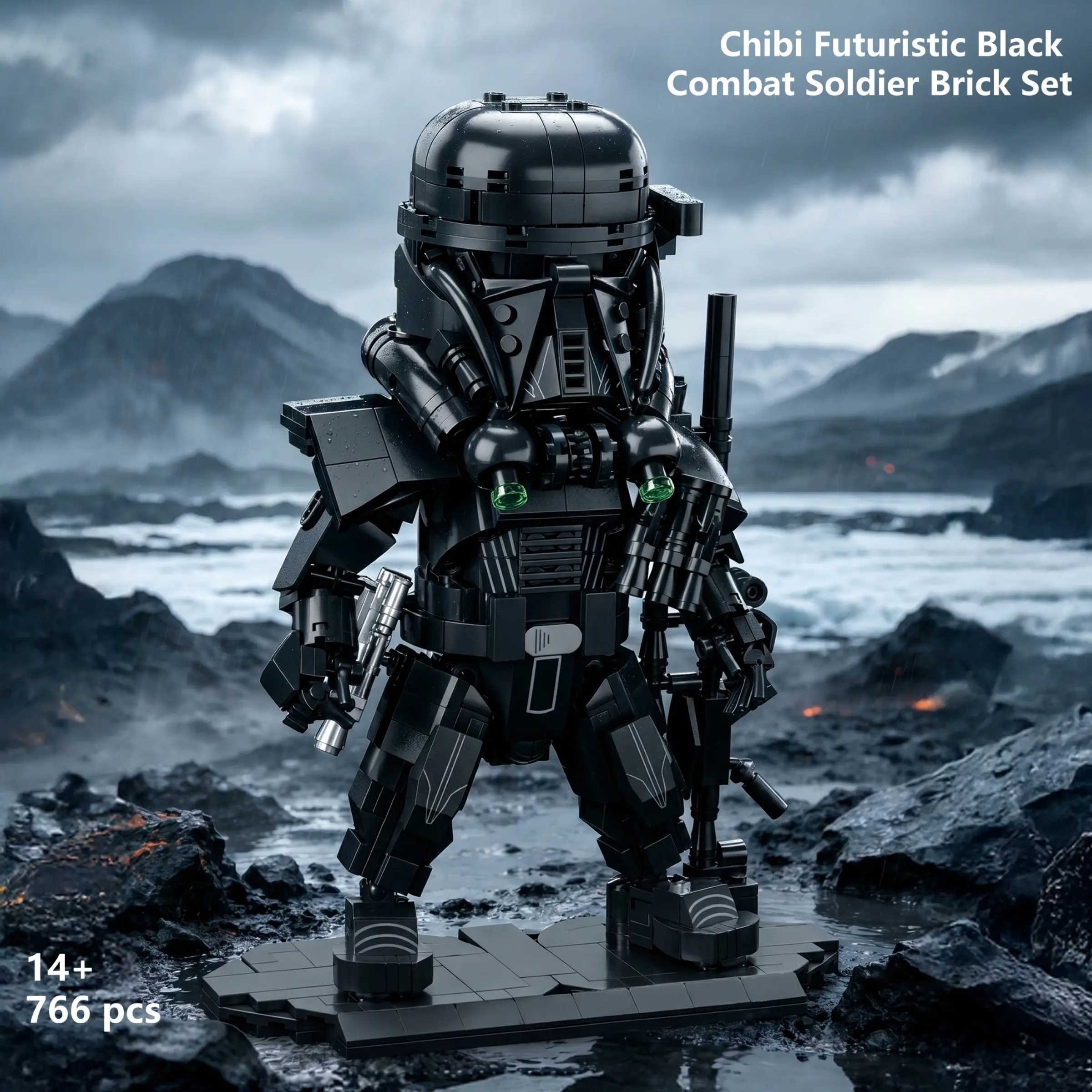 766 Pieces Sci-Fi Armor Soldier Q Version Figure Building Blocks, Desktop Collection Model, Gift for Sci-Fi Enthusiasts, Ages 14+