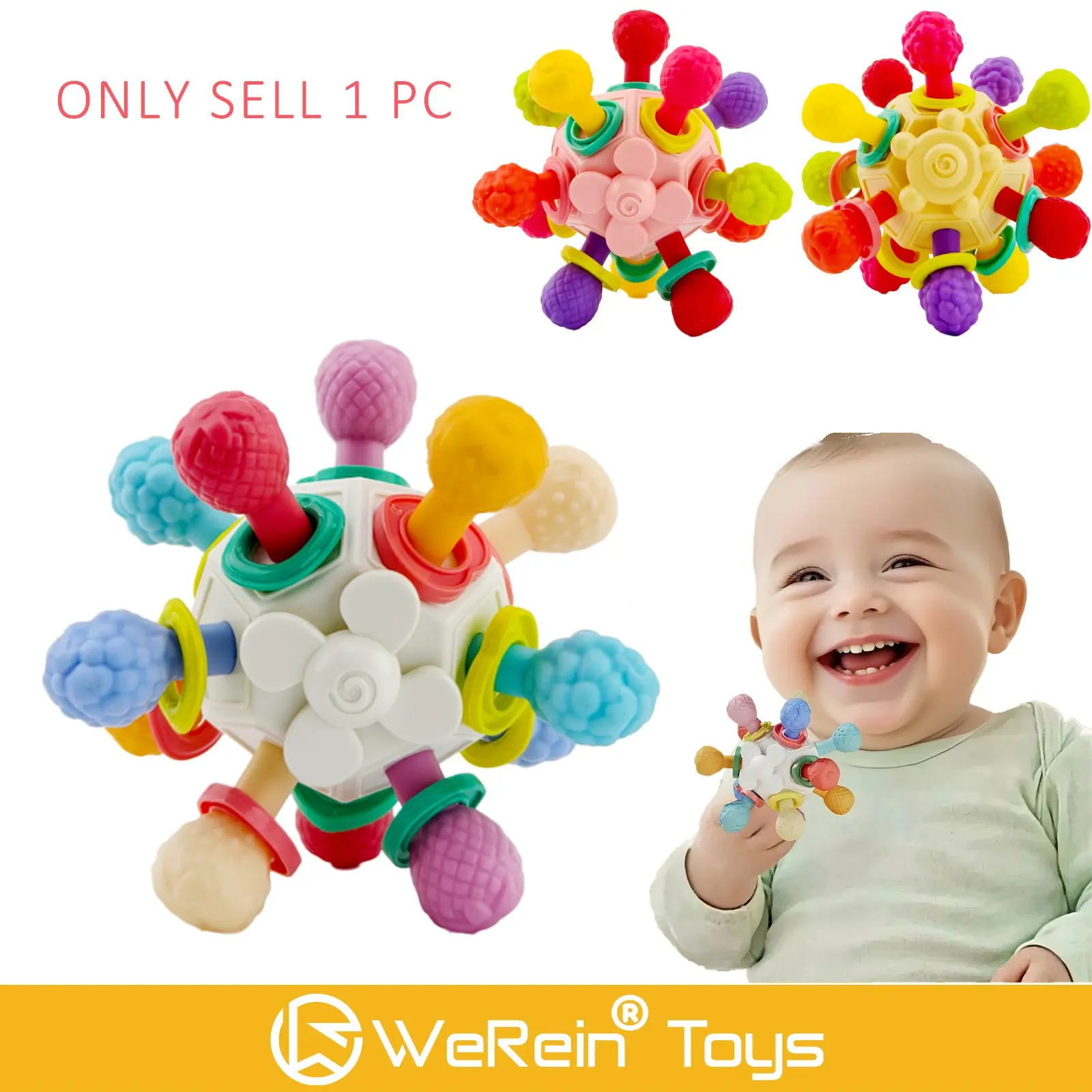 Baby Hand Grasp Ball Toy, Soft Ball Design, Interactive Sensory Development, Safe Non-Toxic Material, Perfect Gift for Infants & Toddlers, Toddlers Play Balls