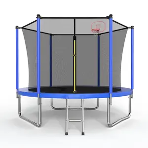 10FT Trampoline for Kids, Basketball Hoop and Ladder, Outdoor Kids Trampoline with Safety Enclosure,Fast Assembly for Backyard Fun,ASTM Approved