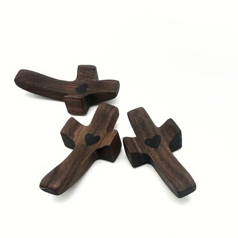 3Pcs Wooden Cross Decorations – Multi-Functional Spiritual Symbols for Home & Office – Ideal Religious Gift & Ornament Set