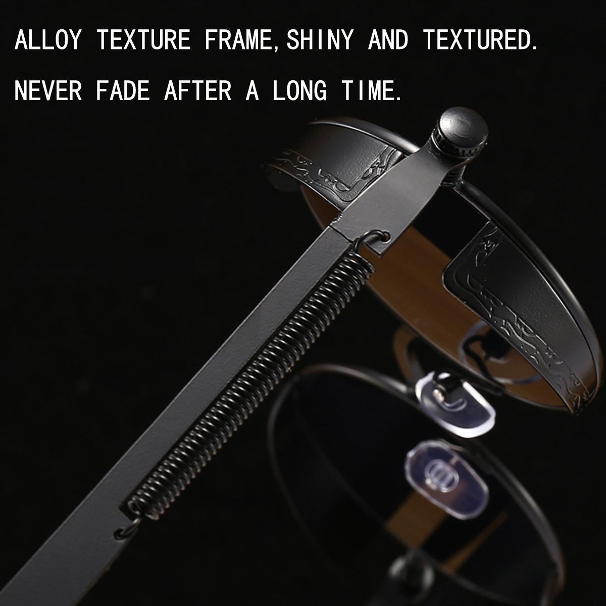 Retro Punk Round Sunglasses for Men & Women, Vintage Gothic Reflective Shades with Side Shield Detail, UV400 Protection for Streetwear & Everyday Wear