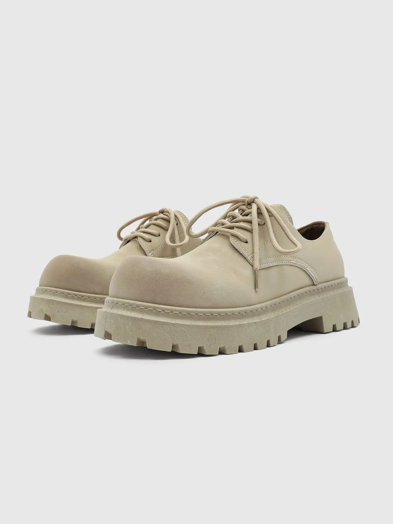 Men's Khaki Platform Big-Toe Casual Leather Shoes, platform sneakers, Wear-Resistant Soft Leather, Height-Increasing & Anti-Slip, All-Day Comfort, Versatile Daily Commute Shoes, Platform Casual Trainers