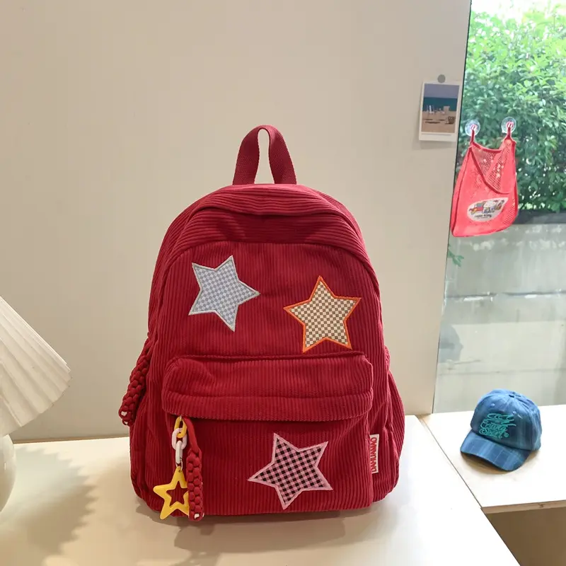 Retro Star Checkerboard Y2K Backpack – Aesthetic Preppy School Bookbag with Cute Pendant, Large Capacity Lightweight Casual Campus Daypack, Versatile Multi-Pocket Bag for Daily Classes & Travel