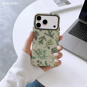Botanical Pine Cone Berries Fern Pattern 2-in-1 PC TPU Protective Magnetic phone case, Cover Phone, Matching Magnetic phone cases, Funda Para Phone, Gift for iPhone 11 12 13 14 15 16 16e 17 Pro ProMax Air,Galaxy S23 S24 S25 A56 A55 A17 A16