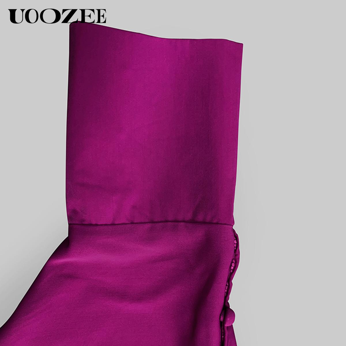 H-Line Loose Buttoned Solid Color Maxi Dresses Summer Long Sleeve