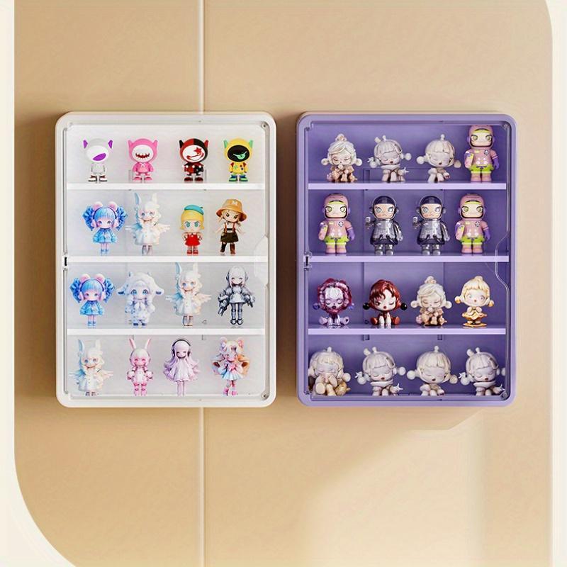 Large Wall-Mounted Display Rack for Doll Collection, 3 or 4-Tier Acrylic Storage Box with Magnetic Design, Space-Saving Clear Compartments for Action Figures and Accessories