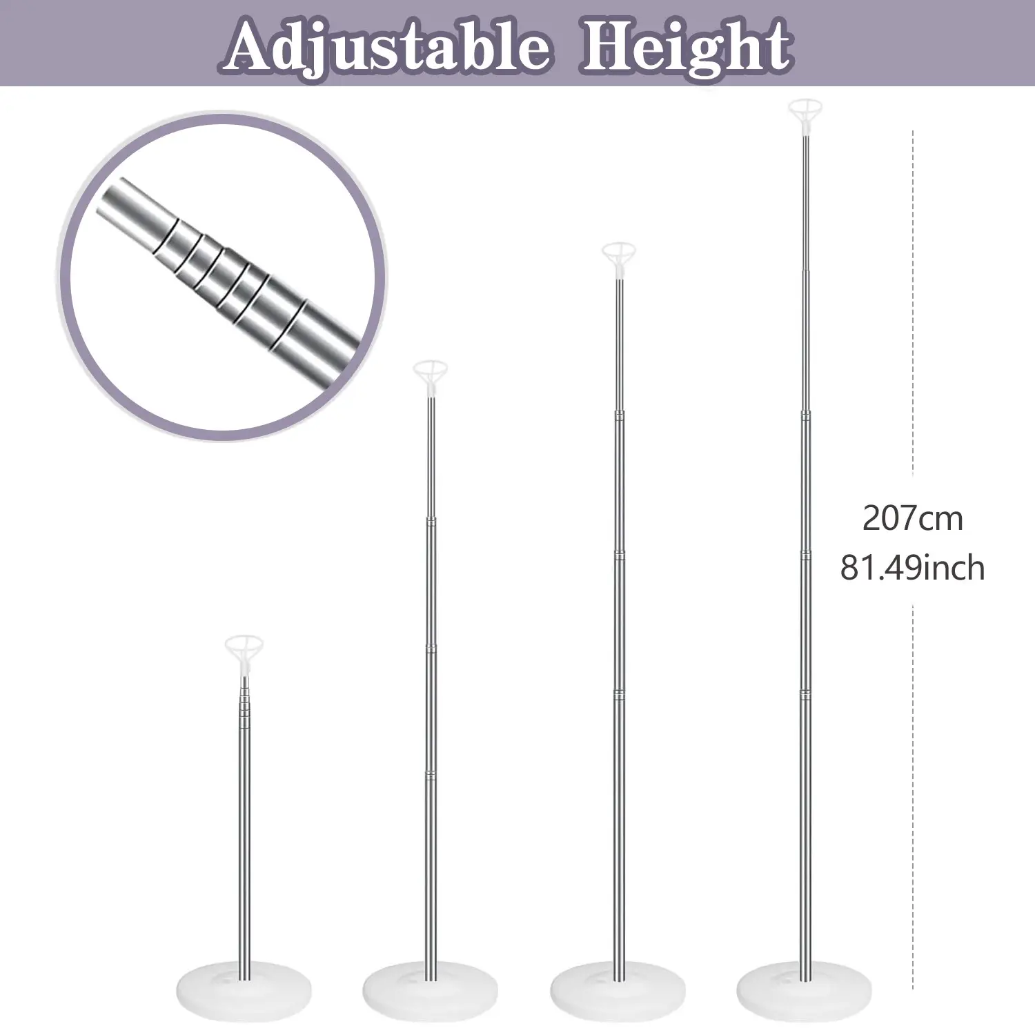 Adjustable Height Balloon Stand with Base, Perfect for Graduation, Birthday, Wedding, Holiday, Party Decorations, Versatile Event Supplies