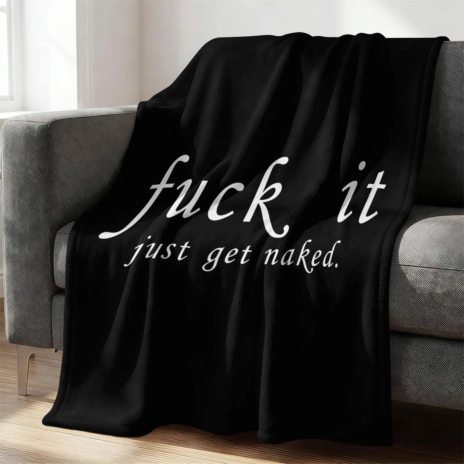 Black Funny Slogan Flannel Blanket Throw Blanket Warm Blanket Gift Blanket Ultra Soft Cozy All Season Blanket for Sofa Bed Dorm Bedroom Living Room Couple Home Decor Holiday Gift