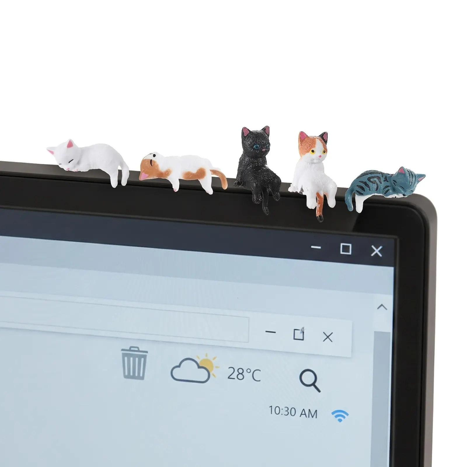 Cute Resin Mini Cat Desk Accessories, Ideal for Computer Monitor and Car Dashboard Decor, Perfect Gift for Cat Lovers