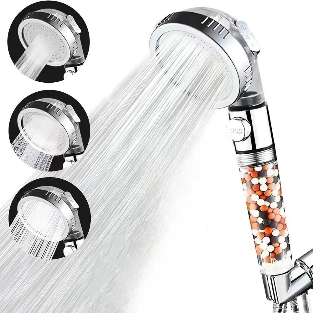 High Pressure Shower Head (without Hose), Pressure Boosted Shower, High Pressure Showerhead, Handheld Shower Head with 3 Spray Settings, Adjustable Universal Handheld Shower Head Replacement for Adults Children Pets