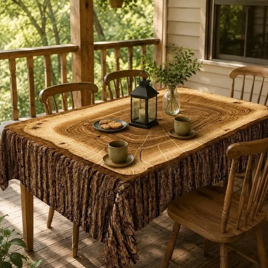 Wooden Grain Print Tablecloth, Waterproof Rectangular Tablecloth, Rustic Kitchen and Dining Decor, Perfect for BBQ, Picnic, Birthday Party