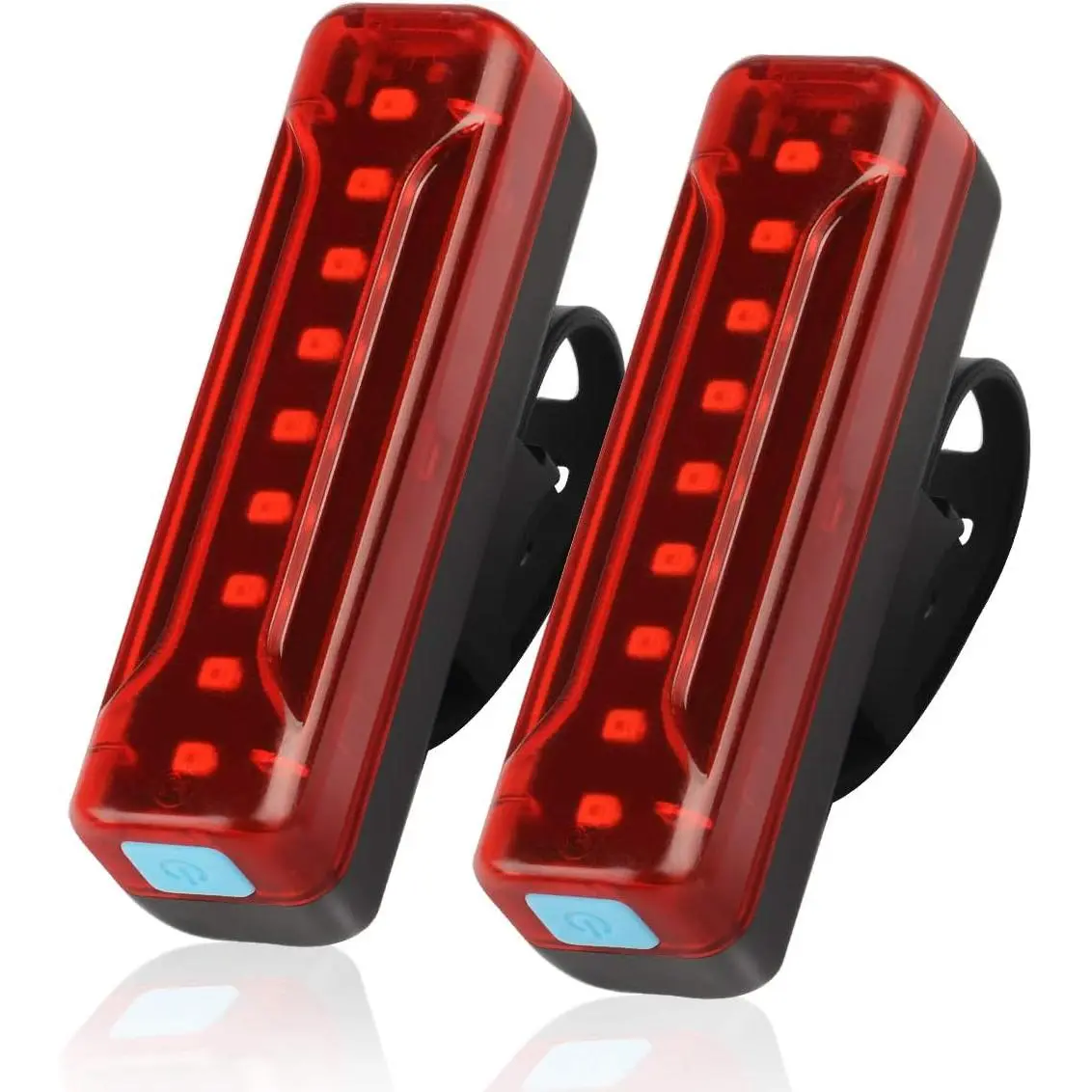 Adults' High Lumens Wide Angle USB Rechargeable Luminous Bike Tail Lights (2 Count), 1200mAh Battery, 50-Hour Runtime, Ultra Bright LED, 5 Light Modes, IPX5 Waterproof, 2 Cables with USB Port Included