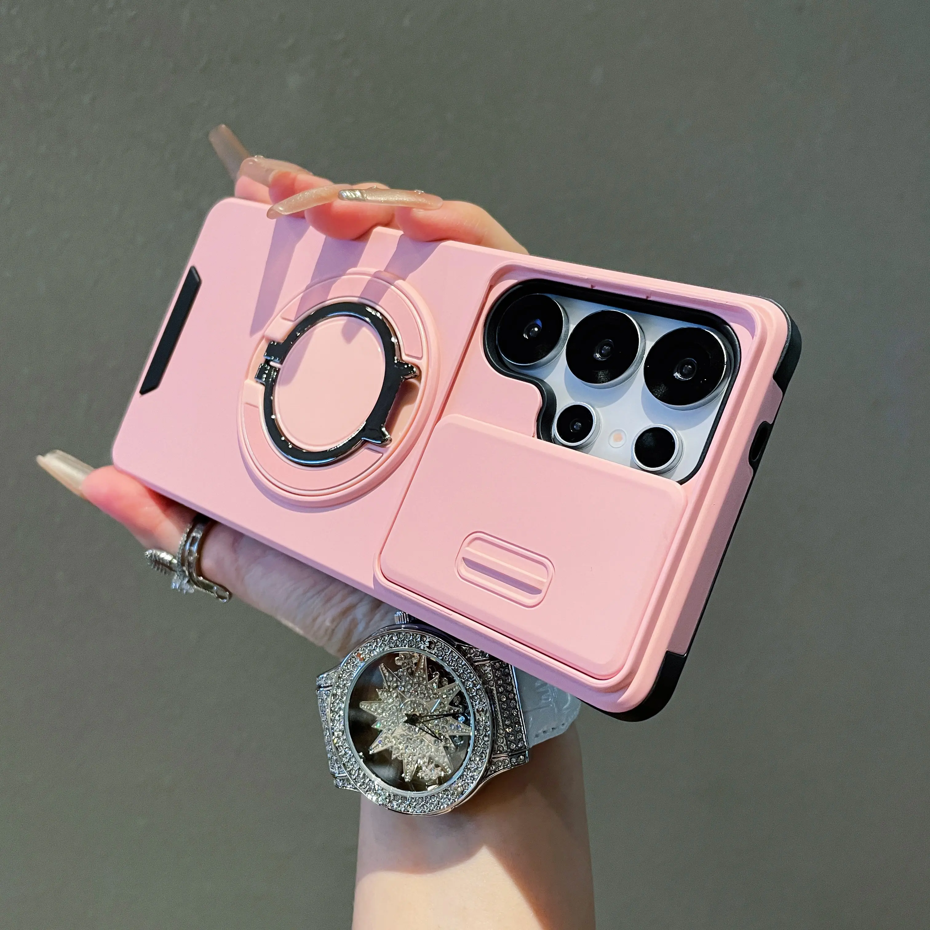 HUTU high-end mecha phone case, sliding window lens protection, 360 °   rotating stand, compatible with Galaxy, military anti-fall For Samsung Galaxy S26/S25/S24/S23/S22Ultra Plus, summer essential couple smartphone accessories#DealsForYouDays
