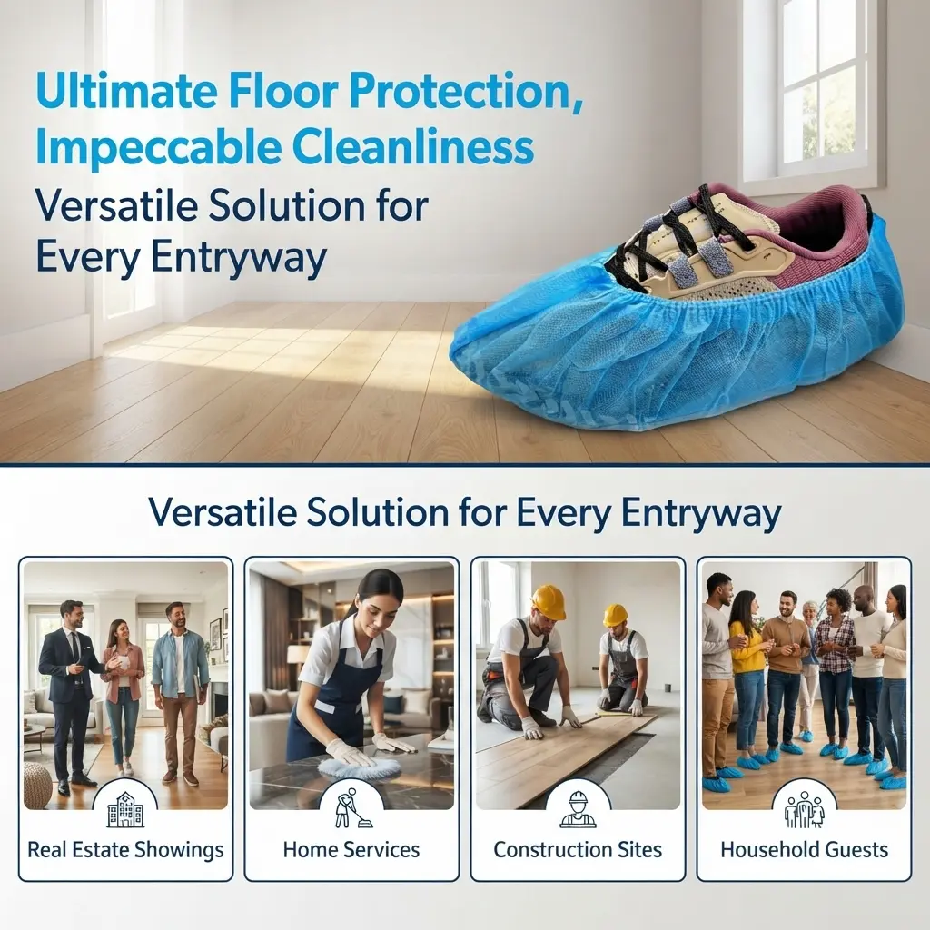 100Pcs (50 Pairs) Disposable Non-Woven Shoe Covers, Non-Slip Breathable Durable Booties, Shoe Boot Covers Fit Up to US Men’s Size 13#Home Cleaning#ConstructionSupplies