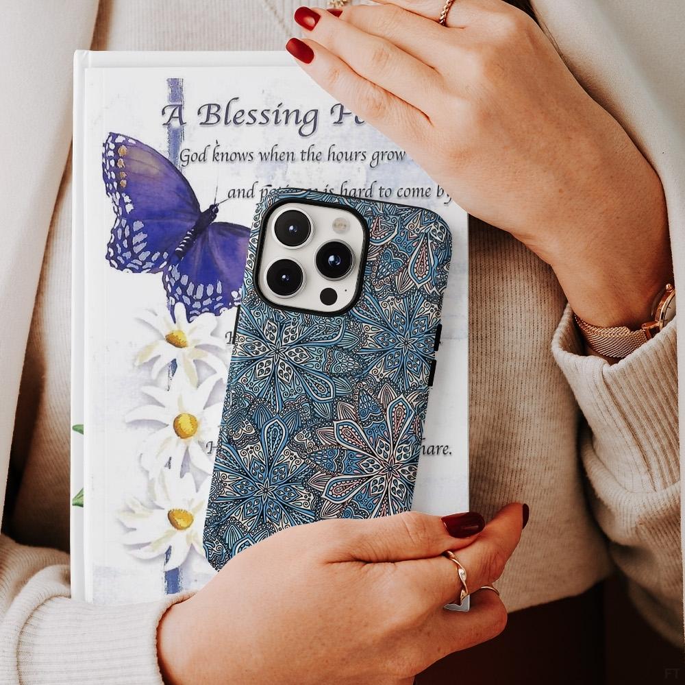 Blue pattern Compatible with iPhone 16 Pro Max 15 Plus 14 13 12 11 XS XR Phone Case Hard Shell Rugged Phone Case Anti-scratch Shockproof Frosted Protective Cover Waterproof Outer Layer Durable Shell