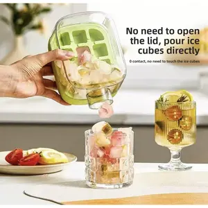 2-In-1 Innovative Ice Cube Tray Water Jug (500-800ML) with Strap and Straw, Touch-Free Home/Party Supply Ideal for Iced Coffee, Tea