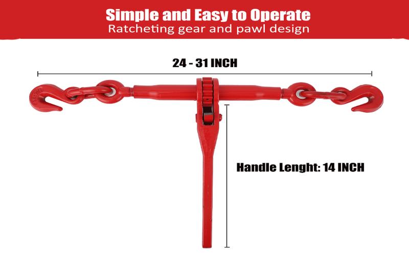 【GARVEE】Chain Binders and Chains Set: Includes 5/16"-3/8" and 3/8"-1/2" Load Binders with 10ft Chains and Grappling Hook for Industrial, Agricultural, Logging, and Towing Applications.