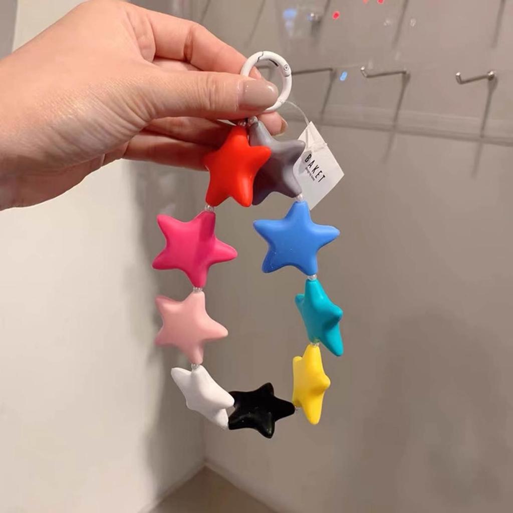 Stylish Beaded Phone Chain Colorful Silicone Star Charm for Room Decoration