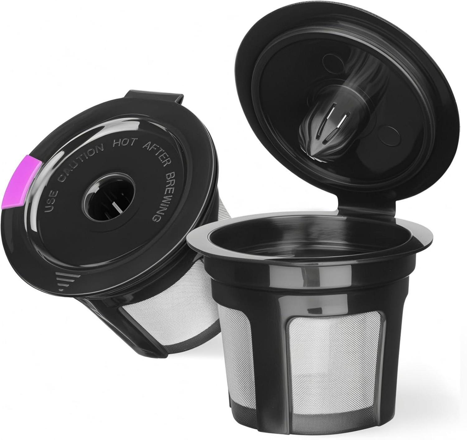 Reusable K Cups for Keurig K Elite, K Classic, K Compact, K Latte, K Select and All 2.0 & 1.0 Coffee Makers, 2 Pack K Cup Coffee Filters - Black Reusable K Cups for Keurig K Elite, K Classic, K Compact, K Latte, K Select and All 2.0 & 1.0 Coffee Makers, 2 Pack K Cup Coffee Filters - Black