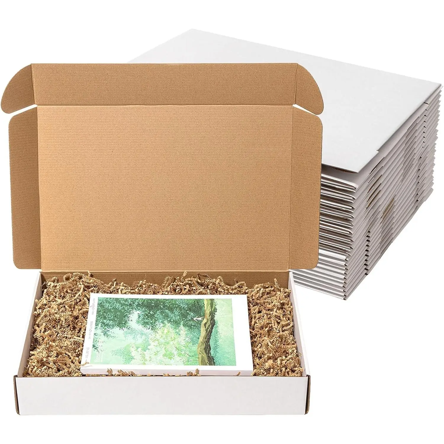Wowxyz 20-Pack Rectangular Cardboard Mailer Boxes, 17x11x3in Smooth Lightweight White 3-Layer Corrugated, Medium Storage & Mailing Supplies for Small Business Home Organization, Three Layers