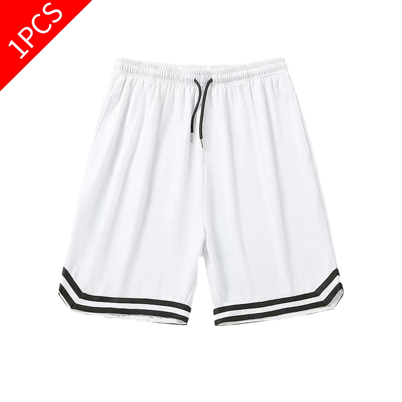 Elastic Waist Striped Hem Athletic Shorts, essential shorts men, bottom clothes, clearance sale, fits for men, men shorts,   cool summer streetwear,  casual athleisure,  running shorts,  daily active wear