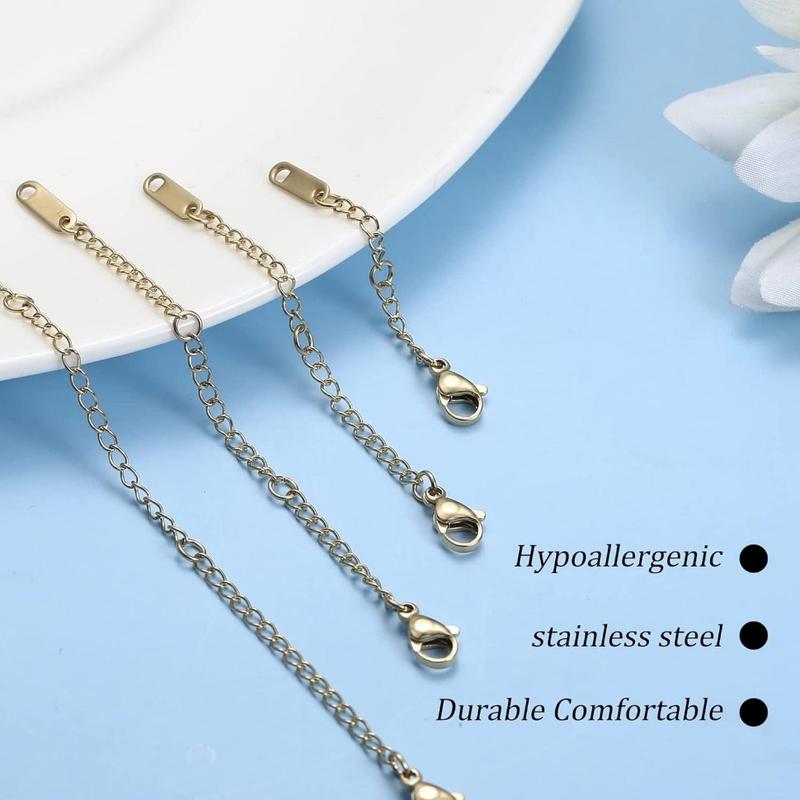 FLORIDECO 4PCS Necklace Chain Extender  Silver  2/3/4/6 Inches Chain Extender for Necklace Bracelet Anklet Stainless Steel Chain Extenders Daily Lobster Clasp Jewelry Making High Quality Adjustable