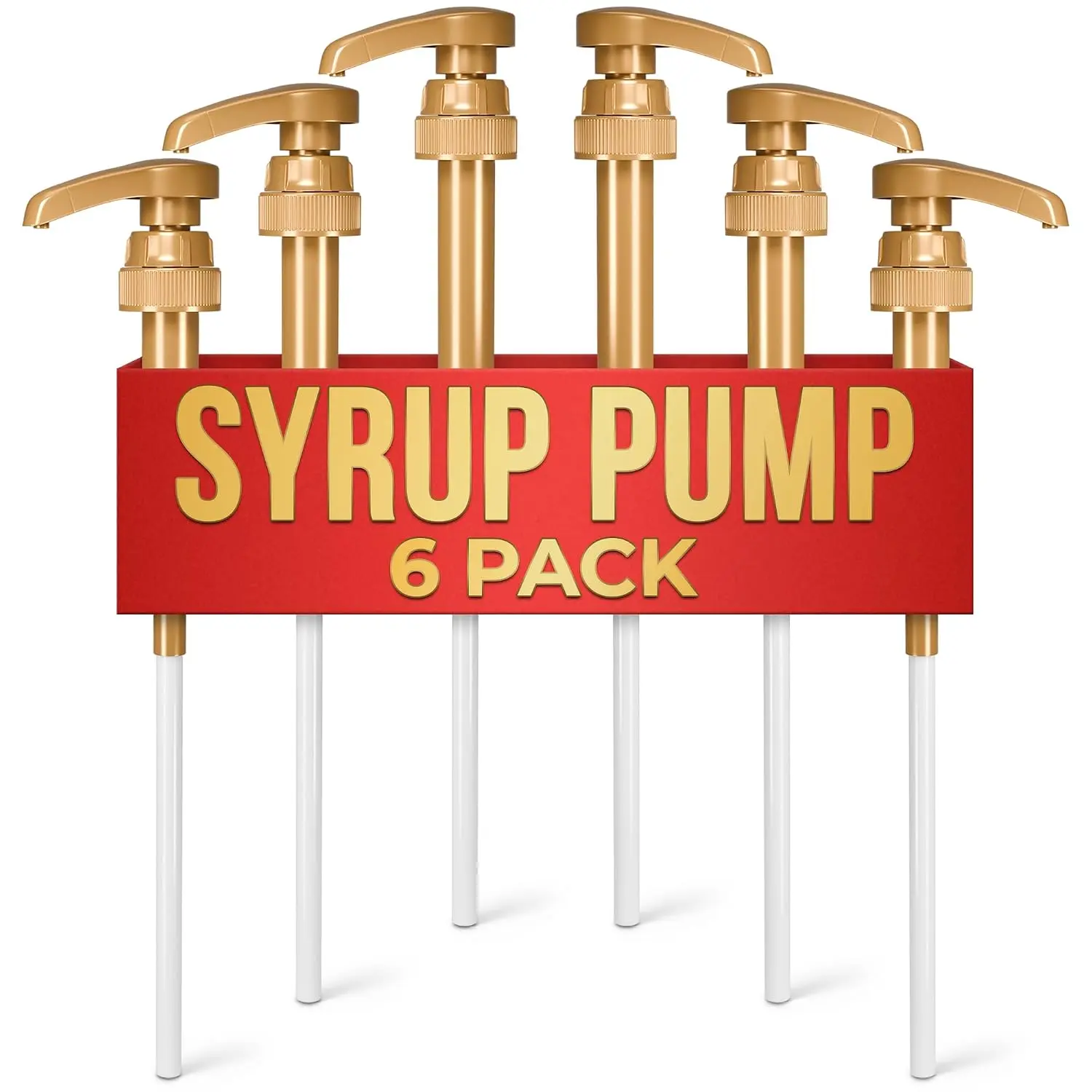 6-Pack Coffee Syrup Pump Dispenser, 11.54" Coffee Syrup Pumps for Coffee Bar, Fits 25.4 oz Bottles (750 ml), 0.3 oz per Press Durable & Easy to Clean, Leak-Resistant Design for  and Commercial Use