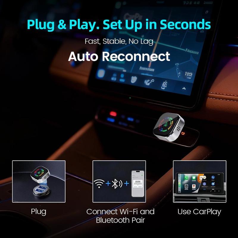2026 Wireless CarPlay Adapter for iPhone & Android – Plug & Play, Fast Auto-Reconnect, No Delay