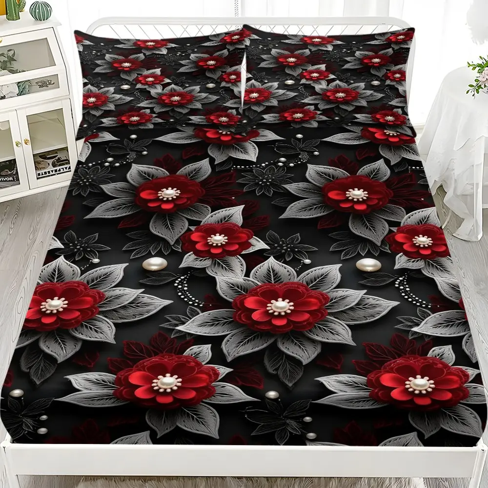 3-Piece Bed Sheet Set with Mandala Print, Includes 2 Pillowcases, Soft and Comfortable, Washable, Breathable, Suitable for Hotel, Bedroom, School, Printed Bedding Set