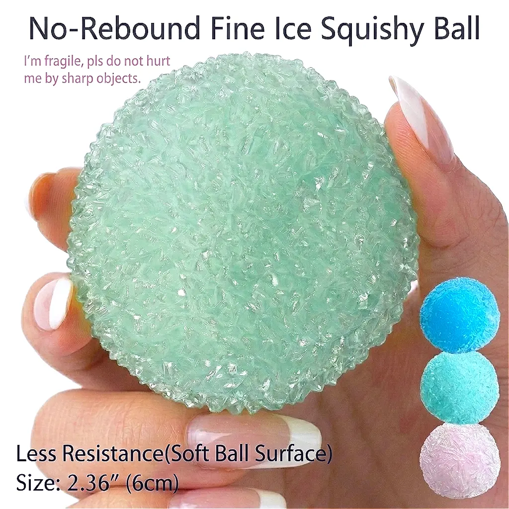 NSB01 Handmade TPR Material Crystal Crunch Mochi Ball Squishy Stressball - 130g-140g Ball Shape Durable Decompression Squeeze Item, No-Rebound Soft Crunch Texture, ASMR Desk Focus Aid, Unisex Stocking Stuffer Toy Gift, Crunchy Squishy