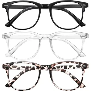 3 Pack Blue Light Blocking Glasses for Women Men, Round Computer Glasses Anti Eye Strain/UV/Glare Gaming Glasses