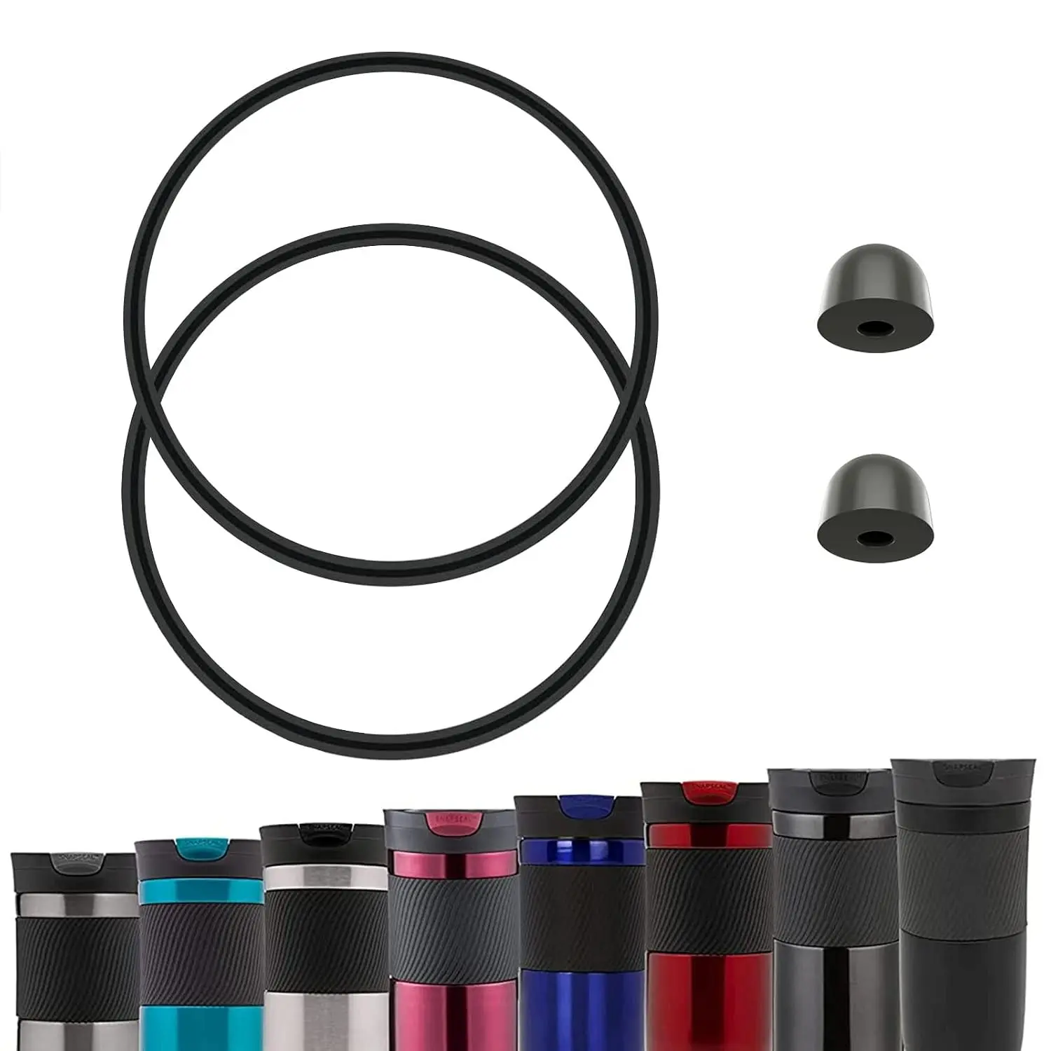 2 Gaskets and 2 Stoppers Compatible with  Snapseal Byron Travel Mug 16oz & 20oz  Rubber Seal for  Snapseal Lid,  Part for  Coffee Travel Tumbler