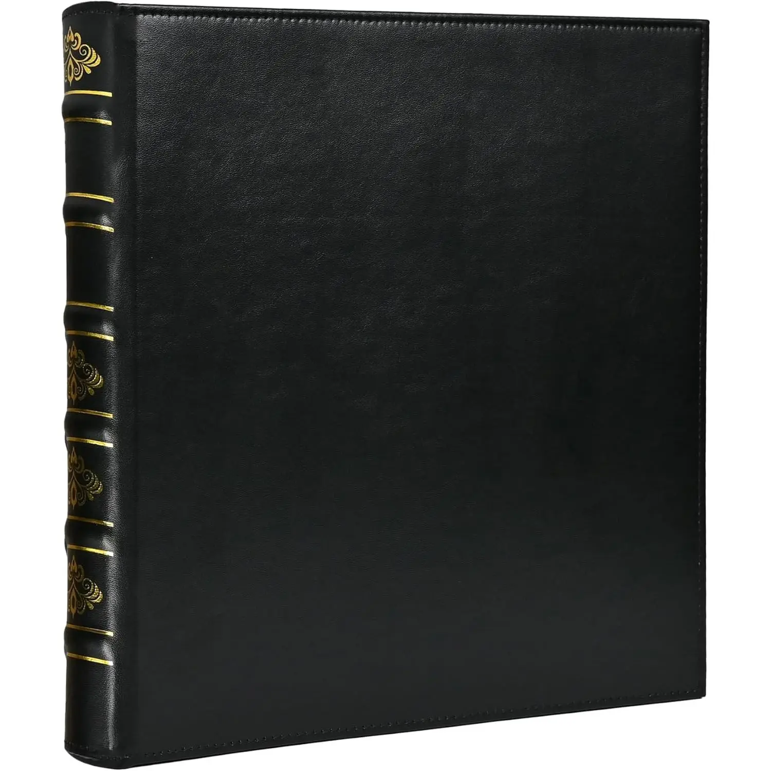 Hardback 3 Ring Binder 1 Inch, Professional Leather Binder 3 Ring, Three Ring Binders Fits 8.5" x 11", D Ring Binders for Photo Album, , School and Office Supplies- Black